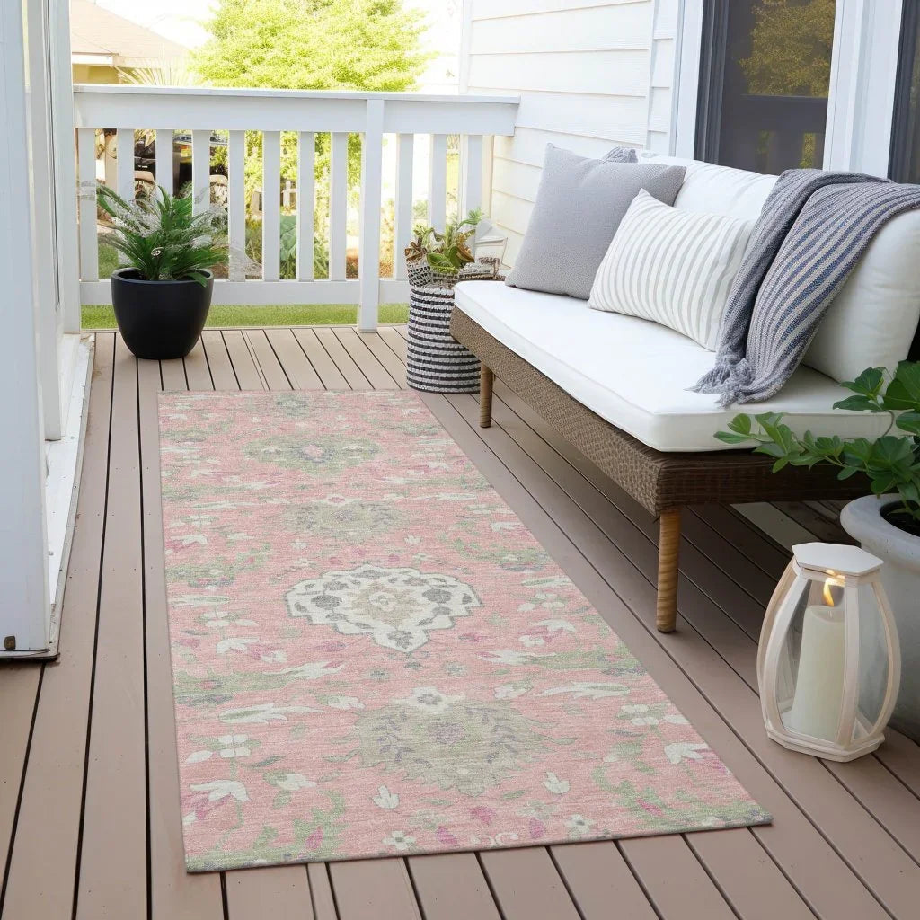 LOOMLAN Rugs Ilyara Pink Washable Indoor-Outdoor Rug