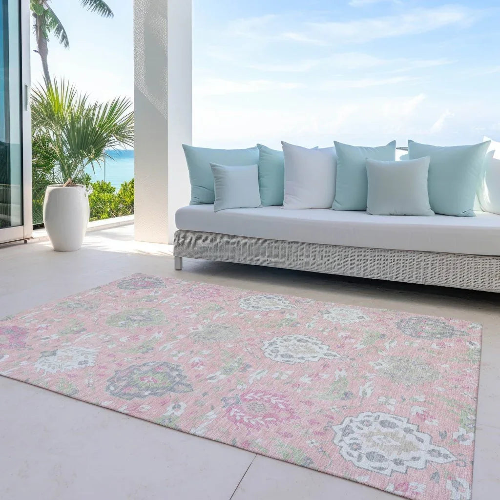 LOOMLAN Rugs Ilyara Pink Washable Indoor-Outdoor Rug
