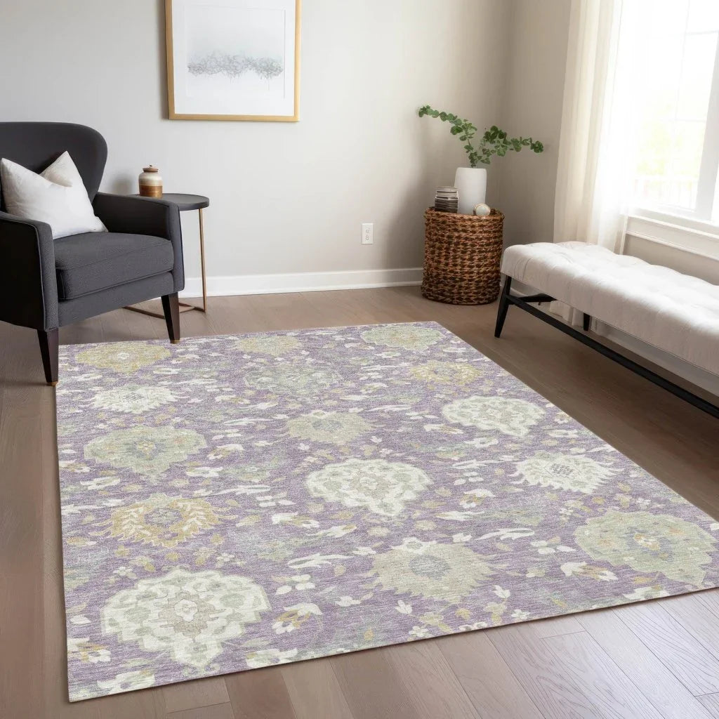 LOOMLAN Rugs Ilyara Purple Washable Indoor-Outdoor Rug