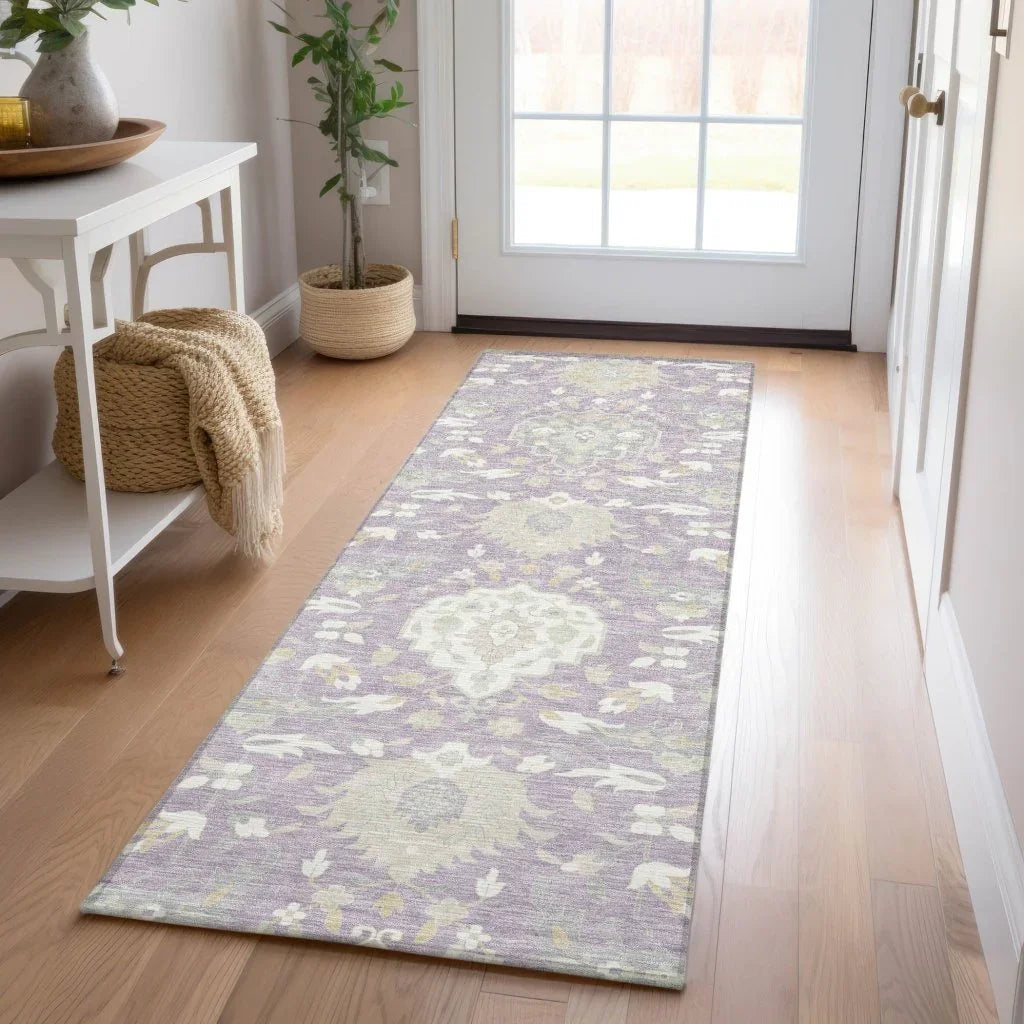 LOOMLAN Rugs Ilyara Purple Washable Indoor-Outdoor Rug