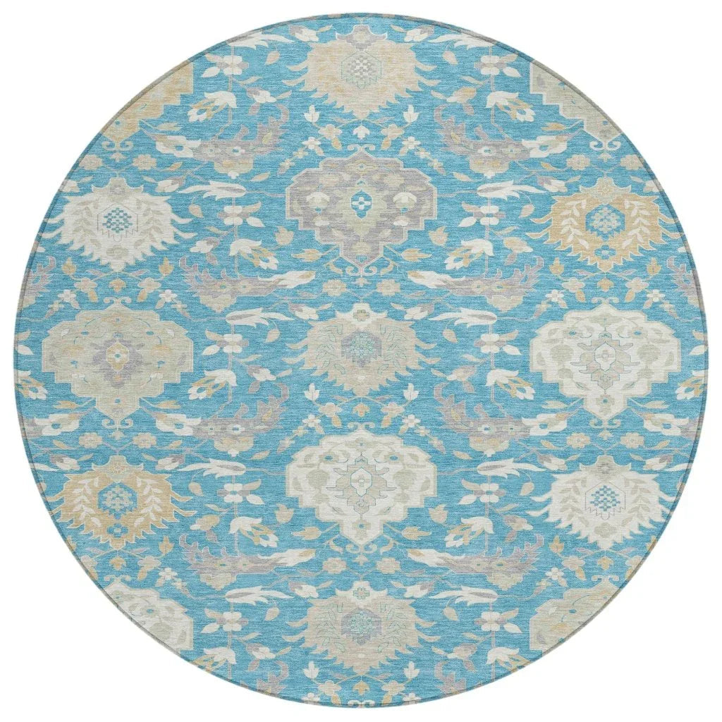 LOOMLAN Rugs Ilyara Teal Washable Indoor-Outdoor Rug