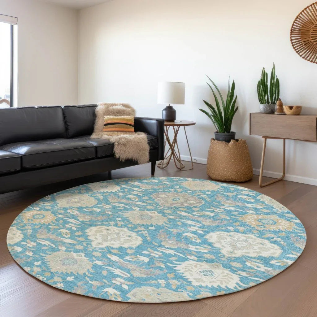 LOOMLAN Rugs Ilyara Teal Washable Indoor-Outdoor Rug