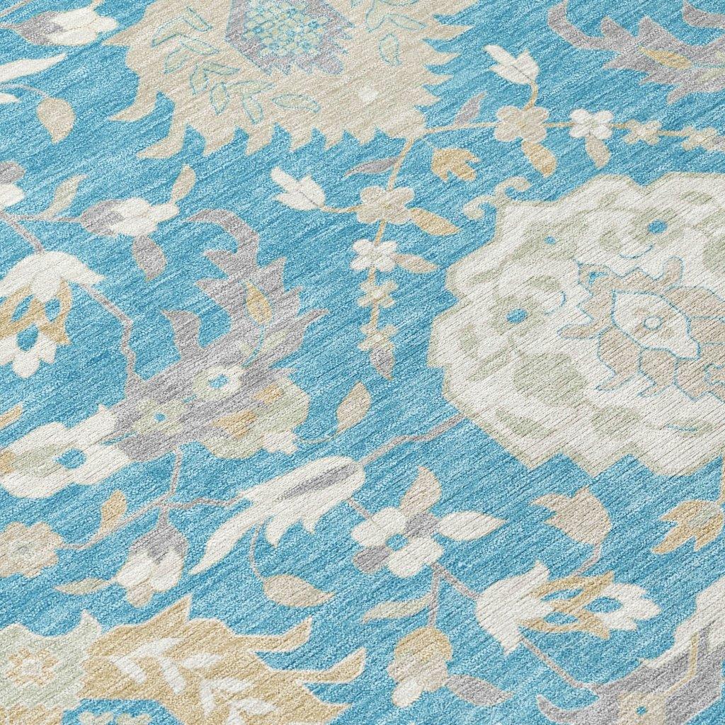 LOOMLAN Rugs Ilyara Teal Washable Indoor-Outdoor Rug