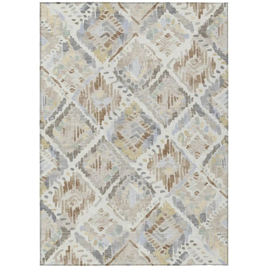 LOOMLAN Rugs Ilyone Ivory Washable Indoor-Outdoor Rug