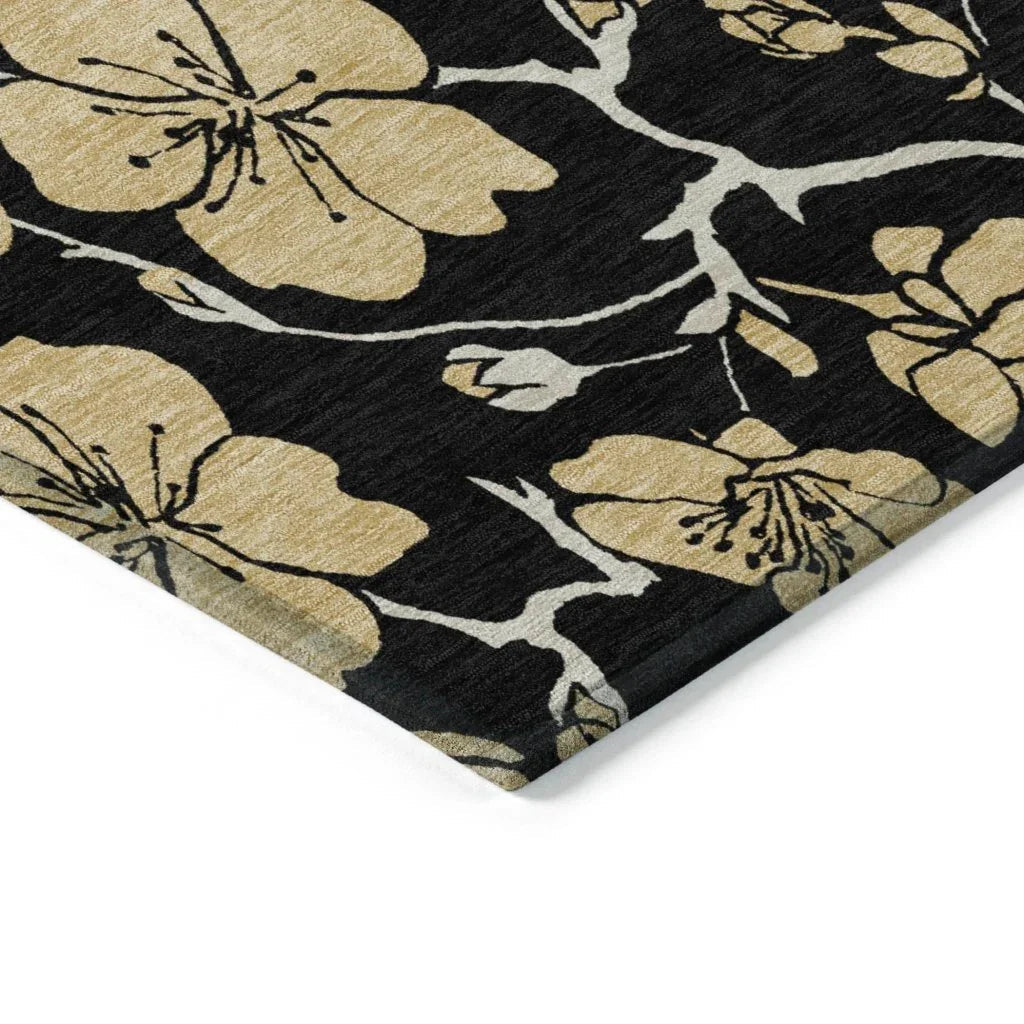 LOOMLAN Rugs Inoa Black Washable Indoor-Outdoor Rug
