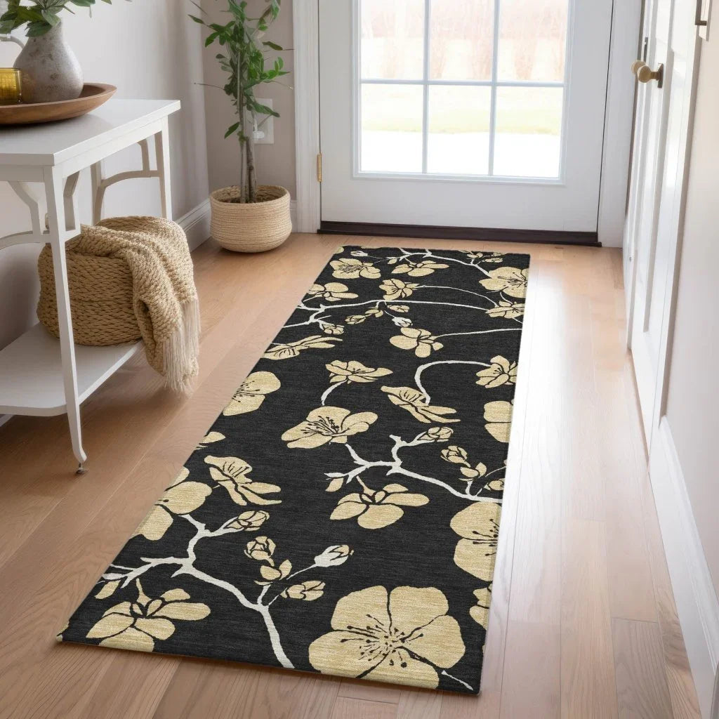 LOOMLAN Rugs Inoa Black Washable Indoor-Outdoor Rug