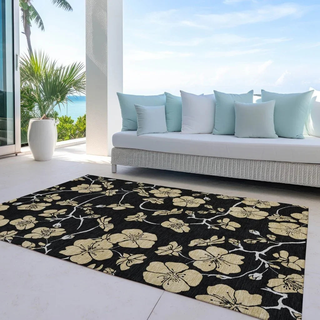 LOOMLAN Rugs Inoa Black Washable Indoor-Outdoor Rug