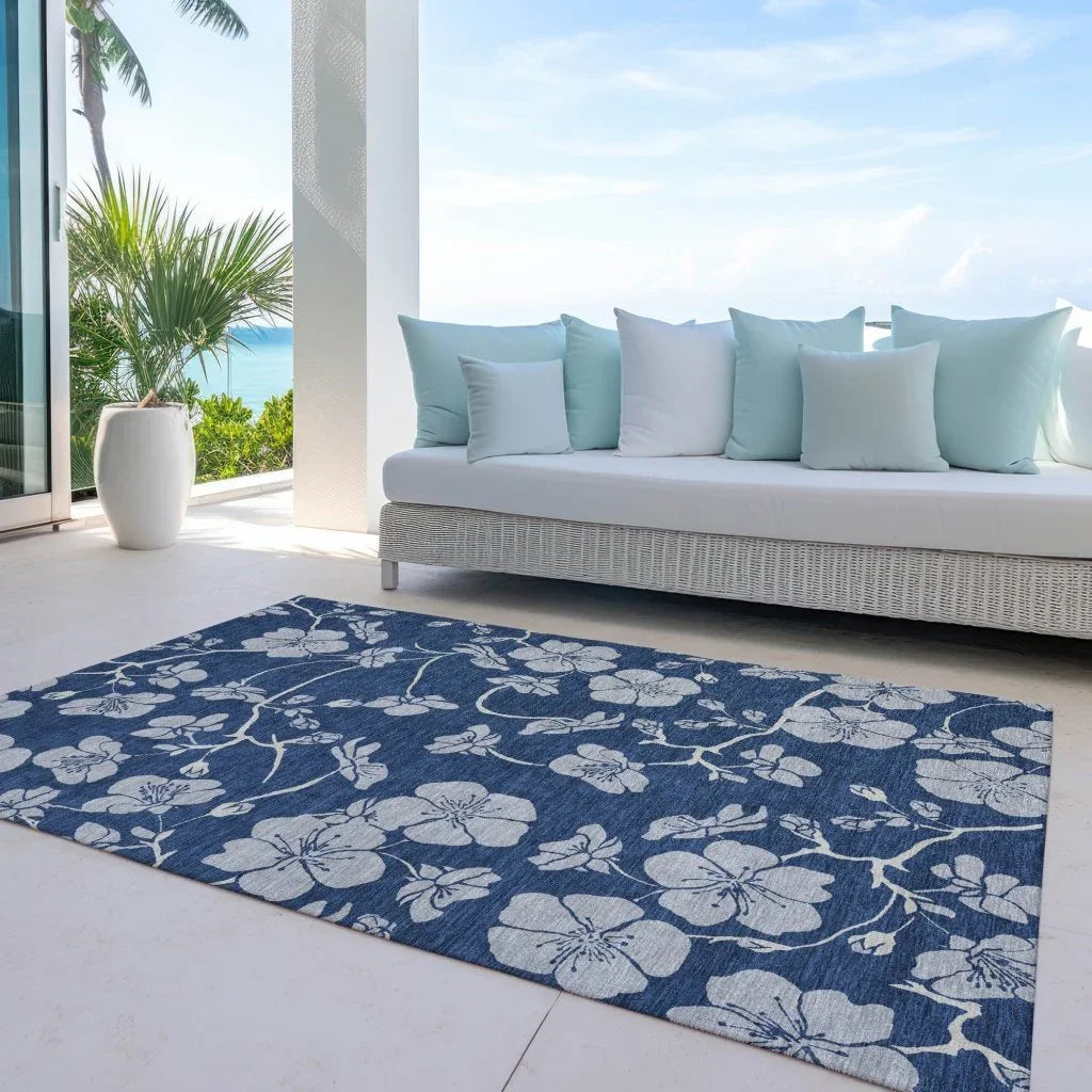 LOOMLAN Rugs Inoa Blue Washable Indoor-Outdoor Rug