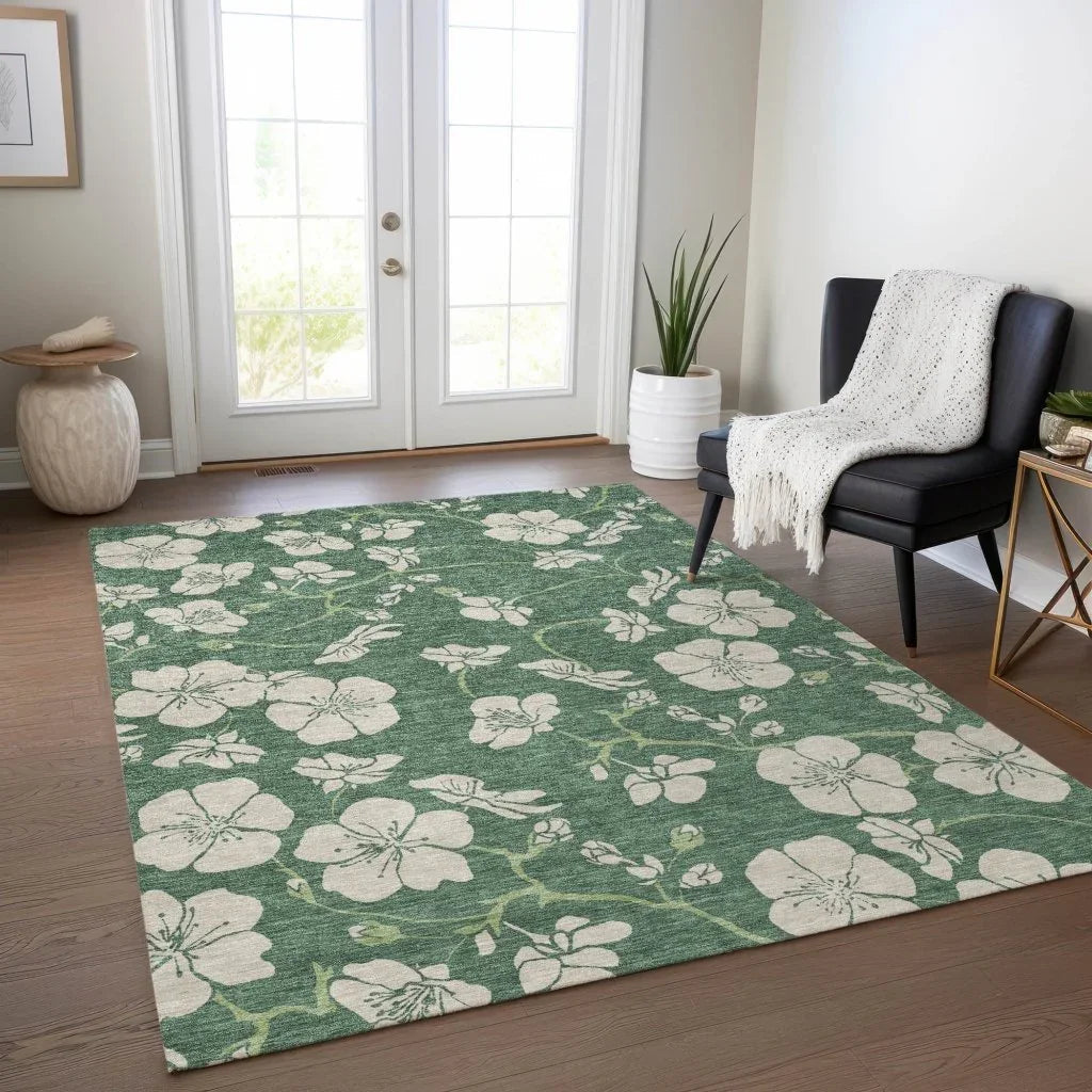Inoa Green Washable Indoor - Outdoor Rug - LOOMLAN - LOOMLAN Rugs - Outdoor Rugs