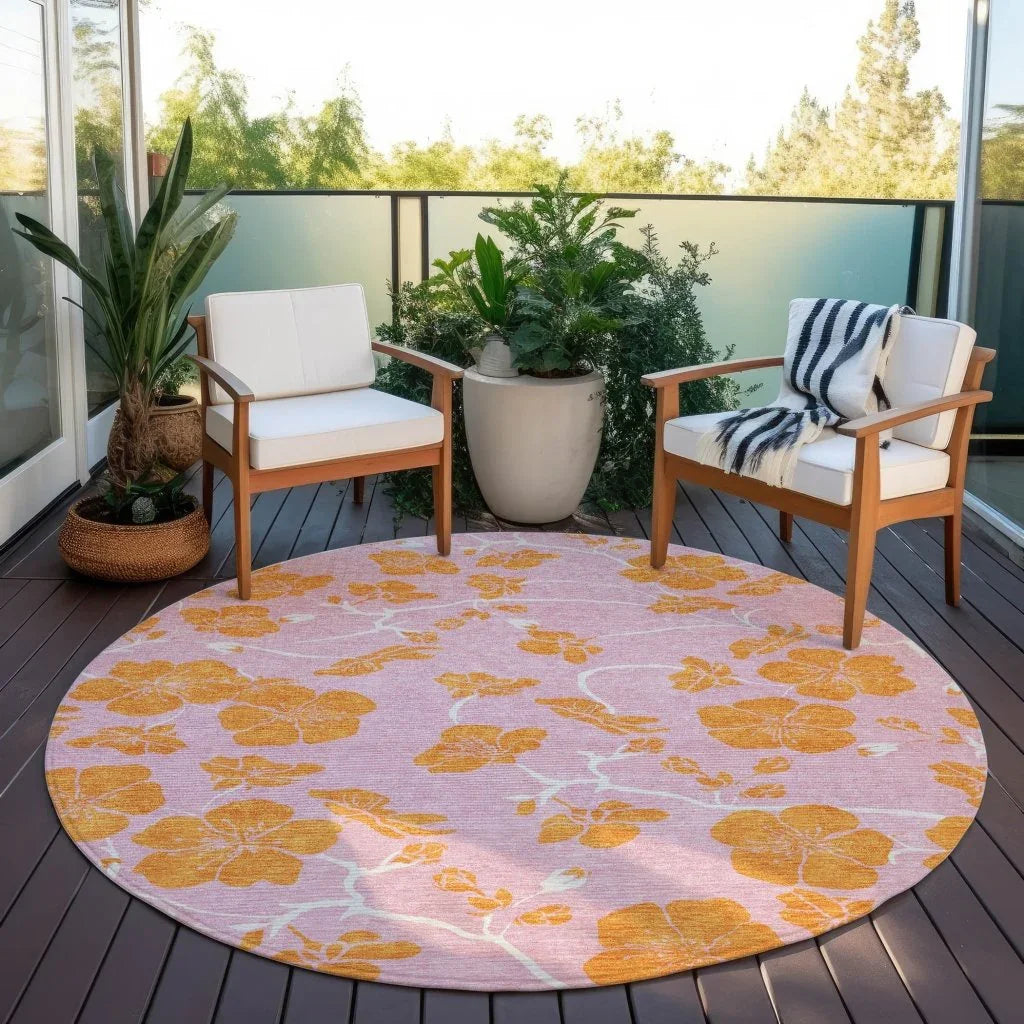 LOOMLAN Rugs Inoa Pink Washable Indoor-Outdoor Rug