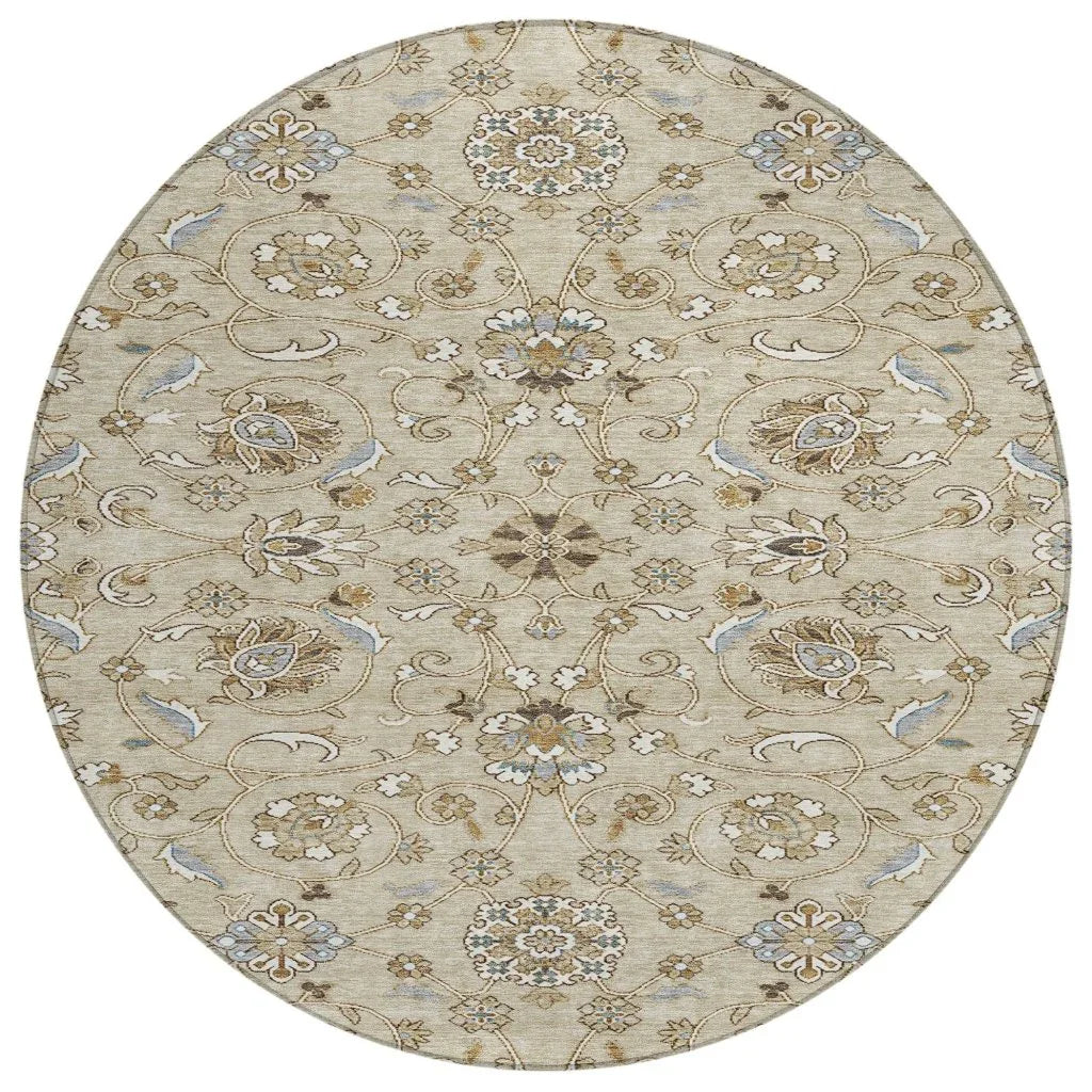 LOOMLAN Rugs Irene Beige Washable Indoor-Outdoor Rug