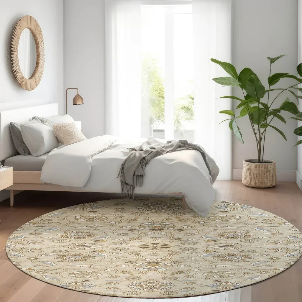 LOOMLAN Rugs Irene Beige Washable Indoor-Outdoor Rug