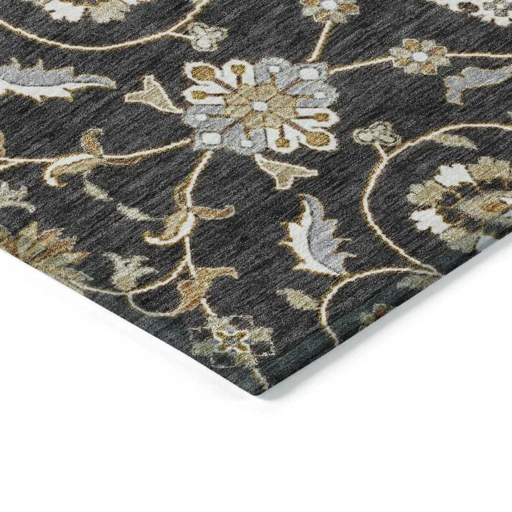 LOOMLAN Rugs Irene Black Washable Indoor-Outdoor Rug
