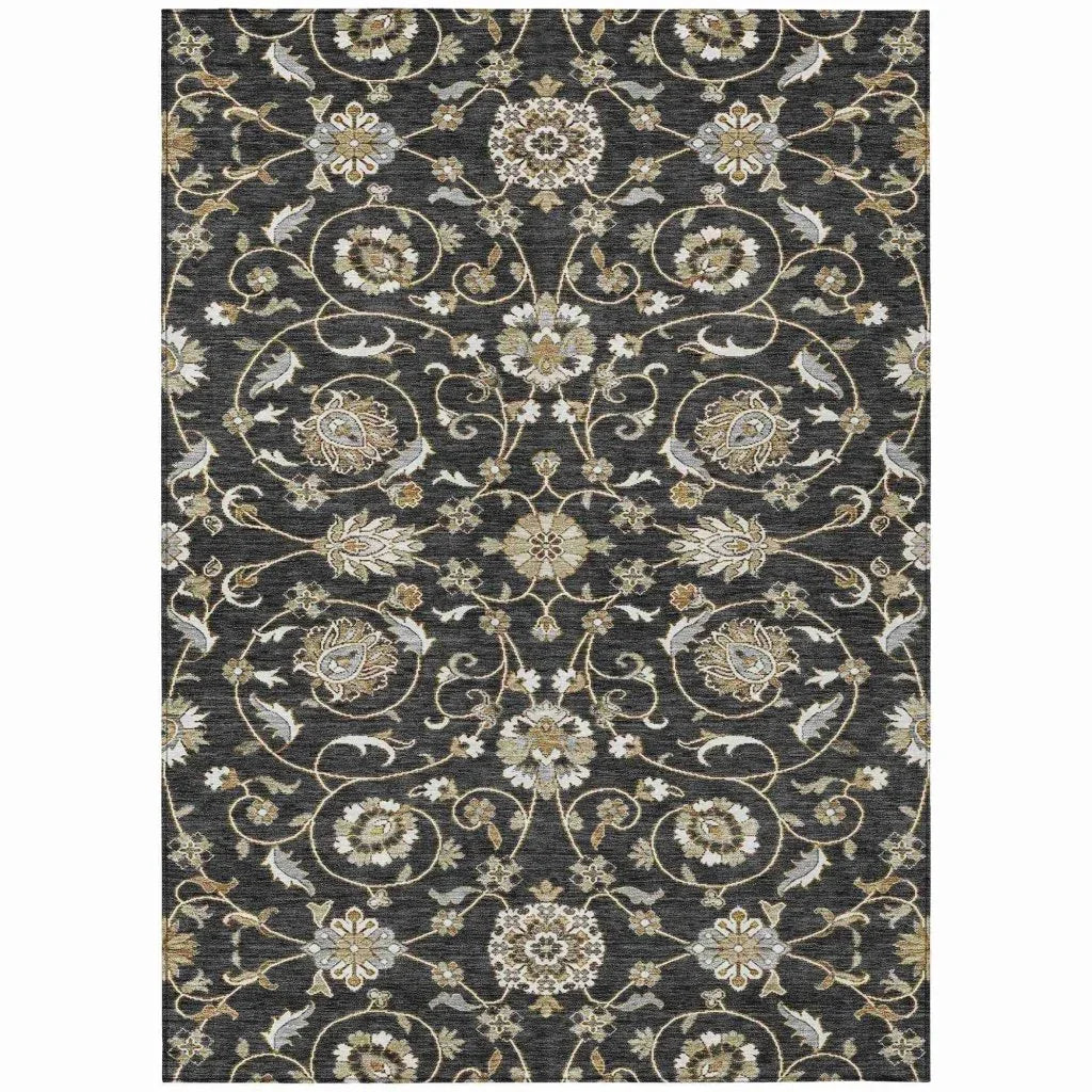LOOMLAN Rugs Irene Black Washable Indoor-Outdoor Rug