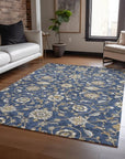 LOOMLAN Rugs Irene Blue Washable Indoor-Outdoor Rug