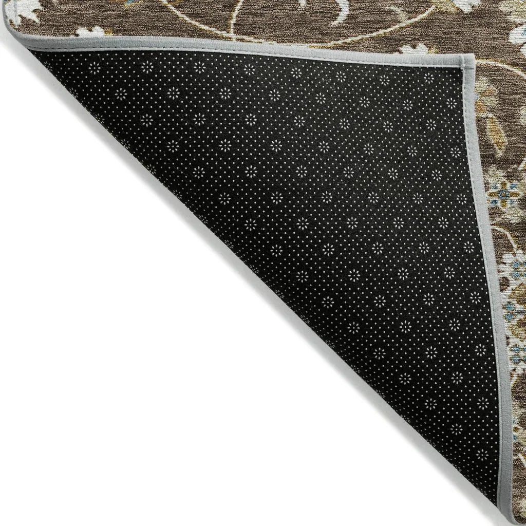 LOOMLAN Rugs Irene Brown Washable Indoor-Outdoor Rug