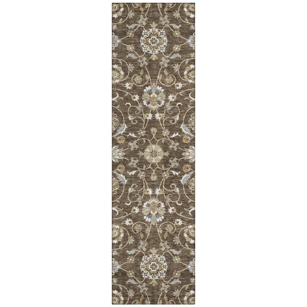 LOOMLAN Rugs Irene Brown Washable Indoor-Outdoor Rug
