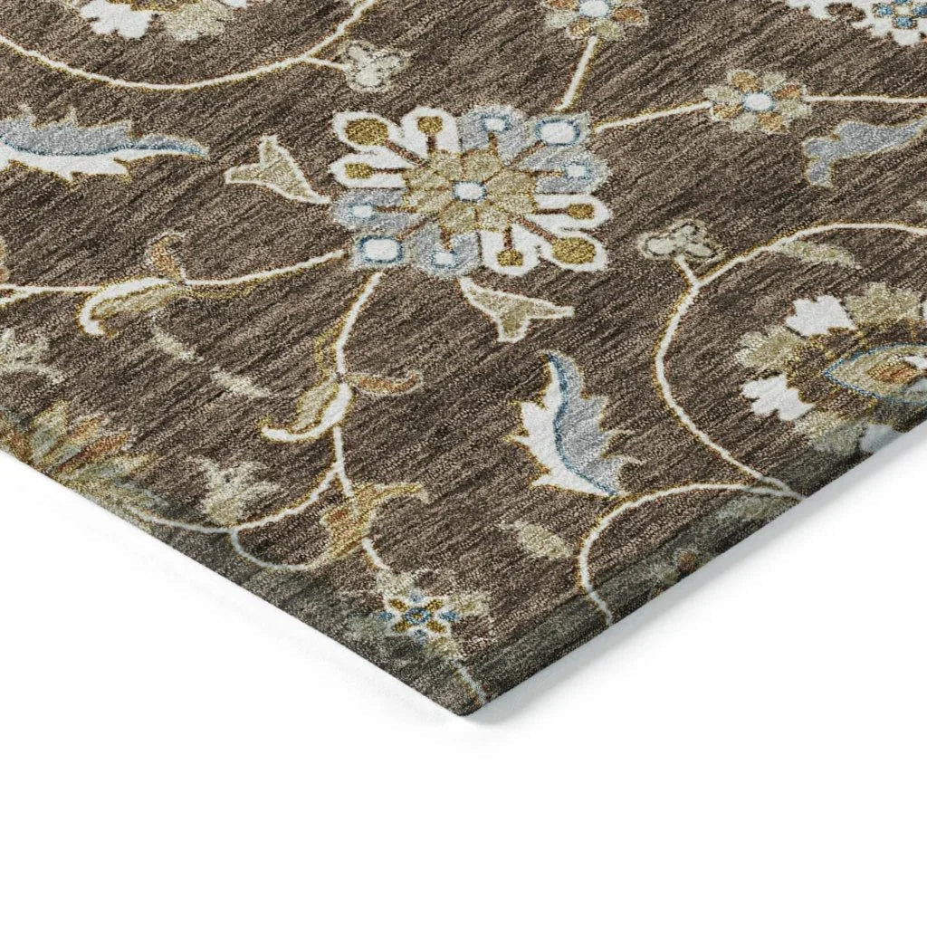 LOOMLAN Rugs Irene Brown Washable Indoor-Outdoor Rug