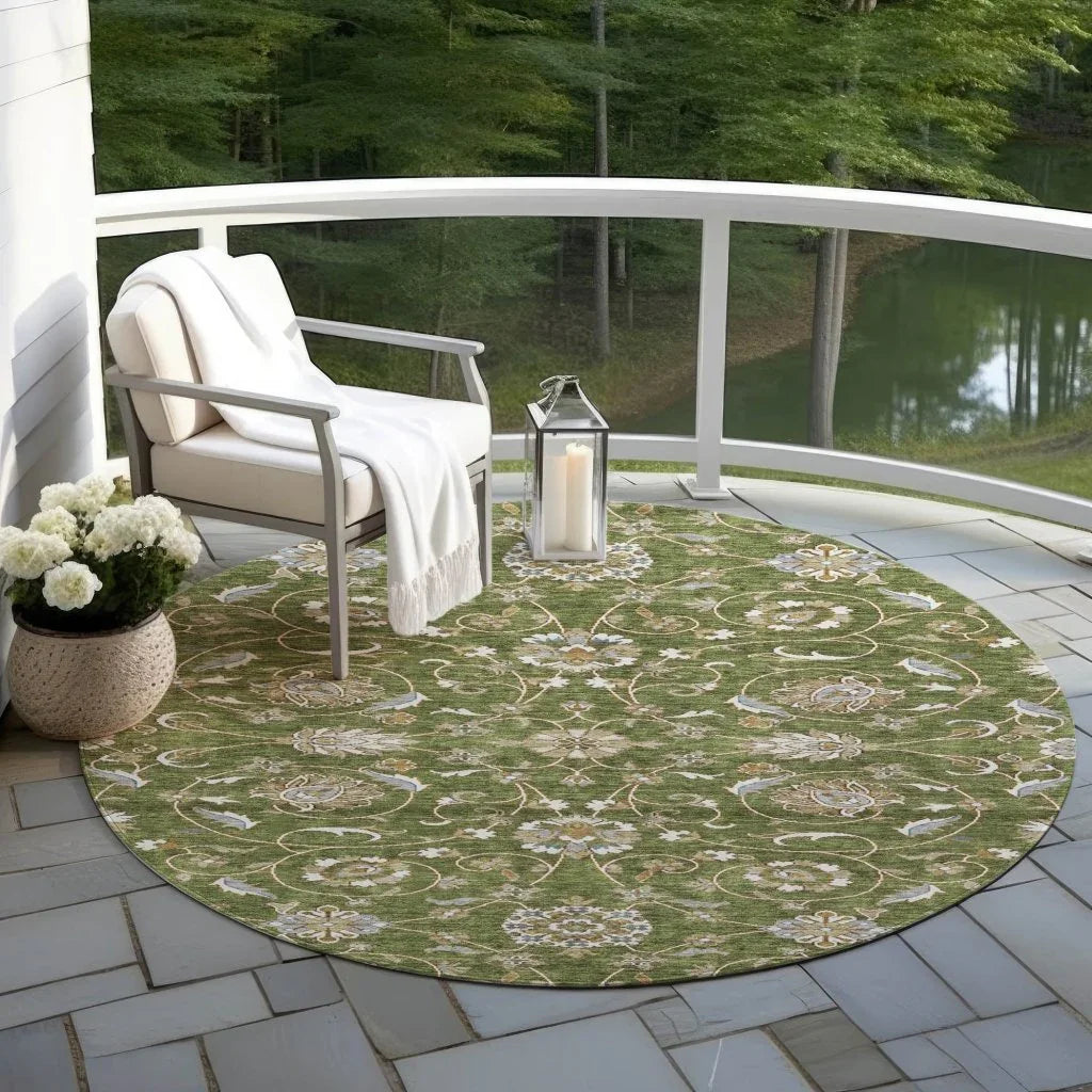 LOOMLAN Rugs Irene Green Washable Indoor-Outdoor Rug
