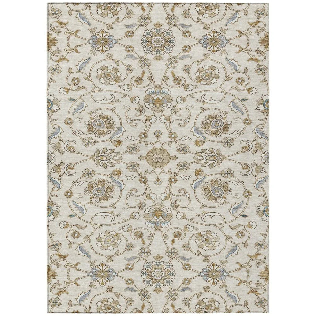 LOOMLAN Rugs Irene Ivory Washable Indoor-Outdoor Rug