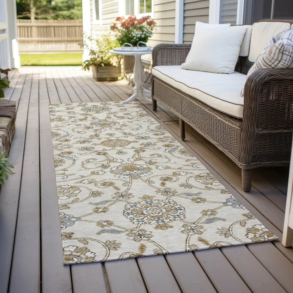 LOOMLAN Rugs Irene Ivory Washable Indoor-Outdoor Rug