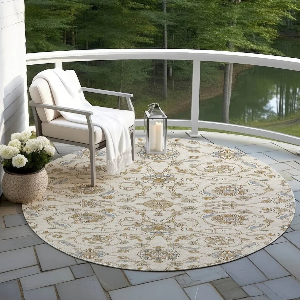 LOOMLAN Rugs Irene Ivory Washable Indoor-Outdoor Rug