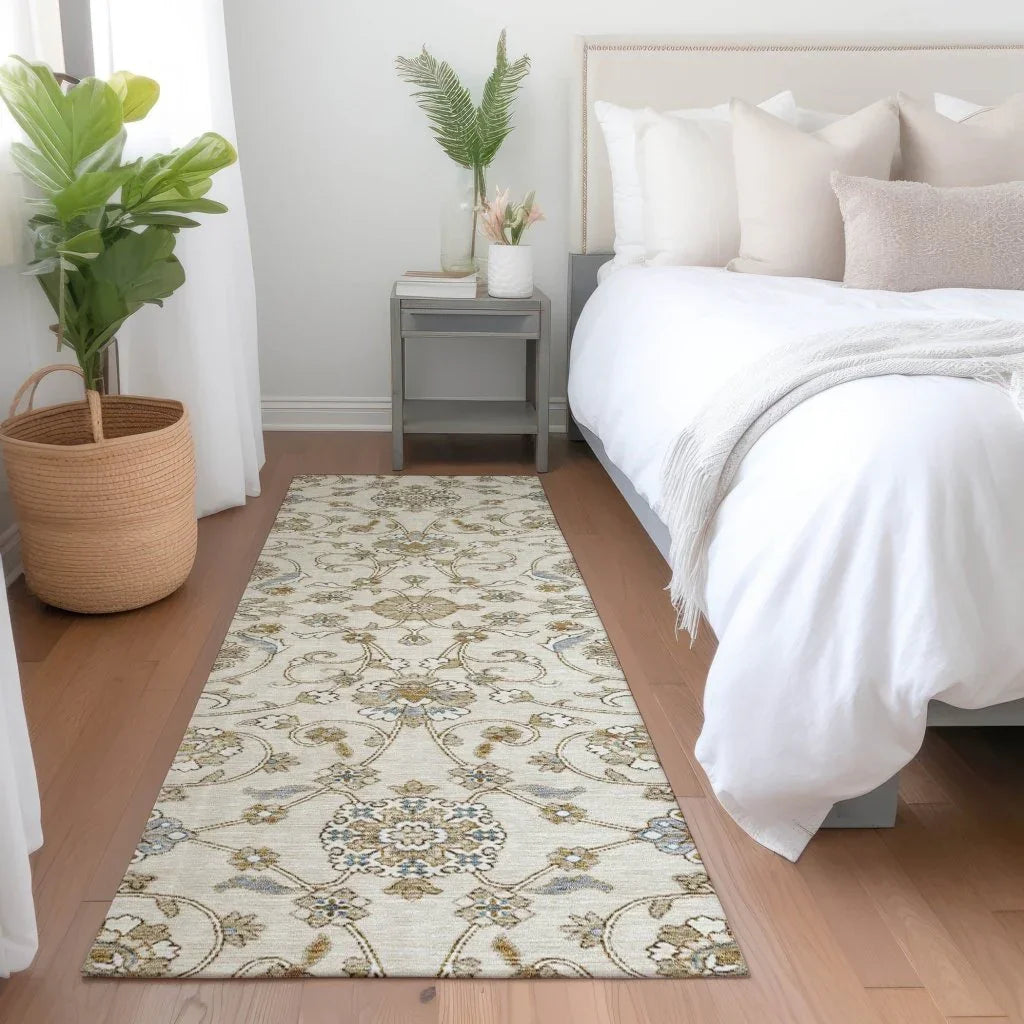 LOOMLAN Rugs Irene Ivory Washable Indoor-Outdoor Rug