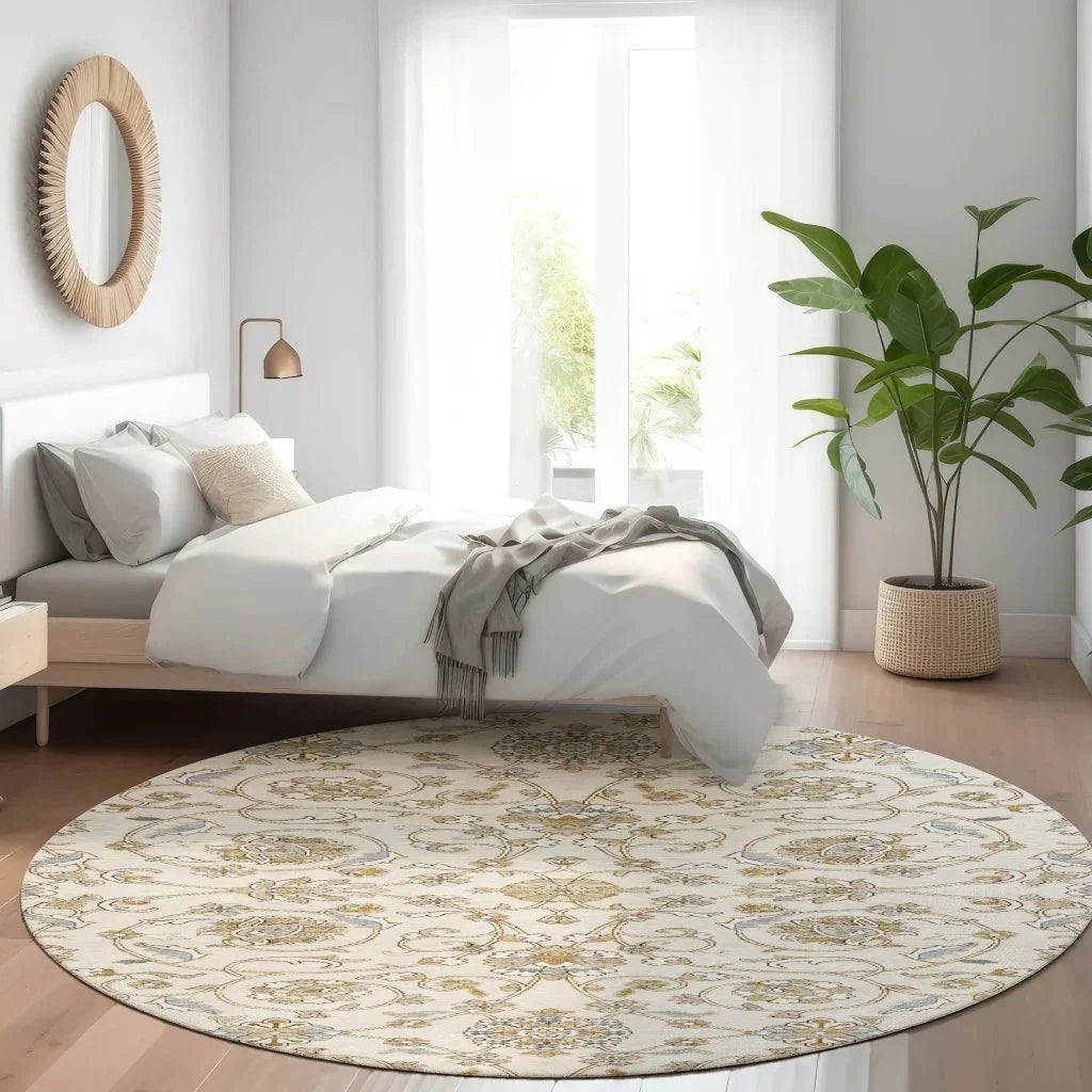 LOOMLAN Rugs Irene Ivory Washable Indoor-Outdoor Rug
