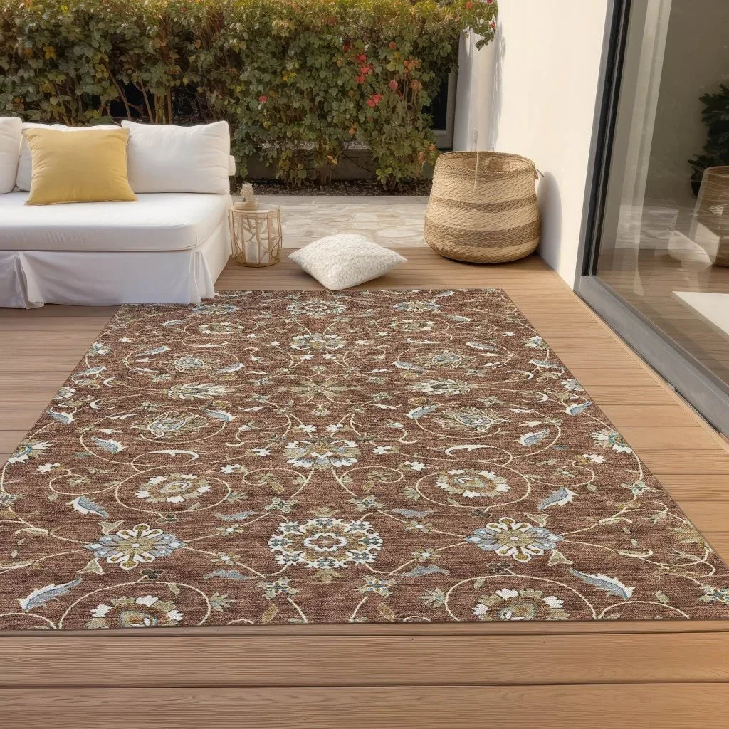 LOOMLAN Rugs Irene Orange Washable Indoor-Outdoor Rug