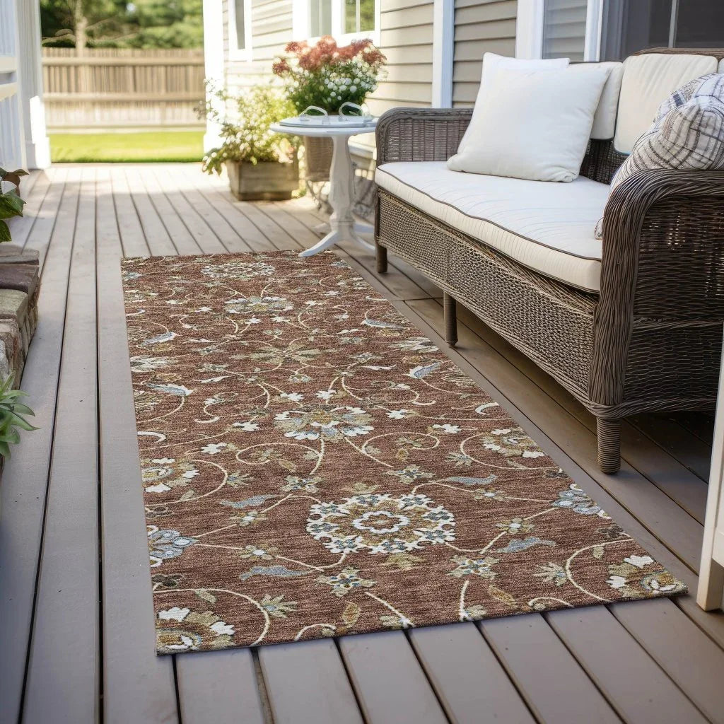 LOOMLAN Rugs Irene Orange Washable Indoor-Outdoor Rug