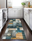 LOOMLAN Rugs Iris Teal Washable Indoor-Outdoor Rug