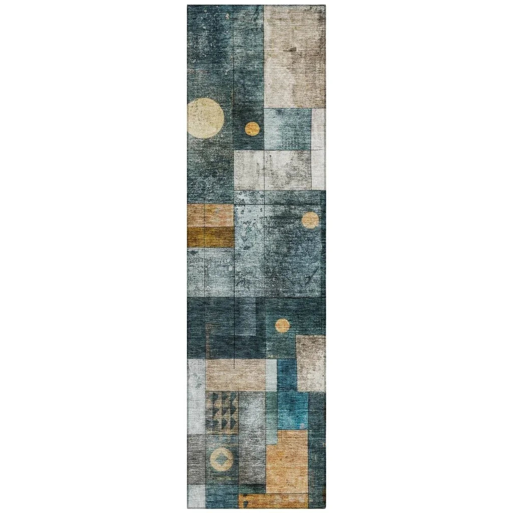 LOOMLAN Rugs Iris Teal Washable Indoor-Outdoor Rug