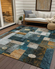 LOOMLAN Rugs Iris Teal Washable Indoor-Outdoor Rug