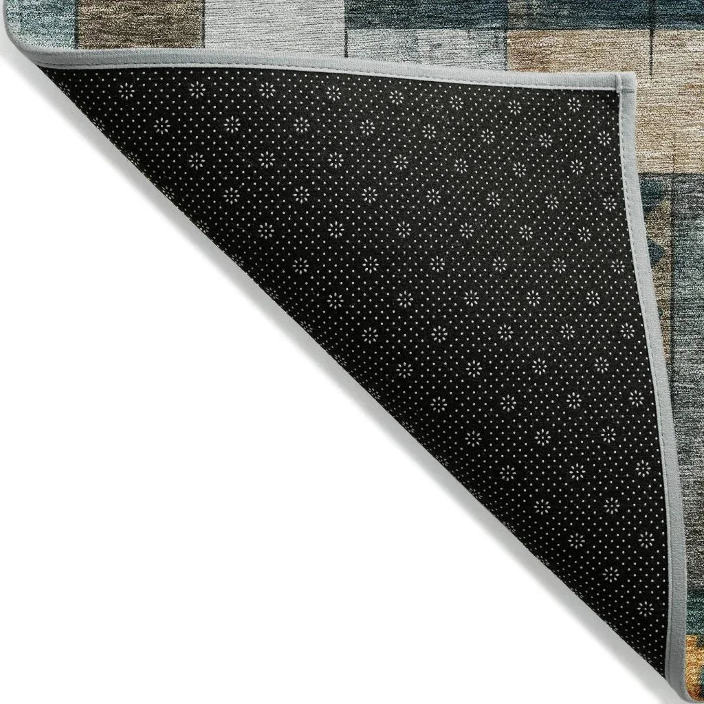 LOOMLAN Rugs Iris Teal Washable Indoor-Outdoor Rug
