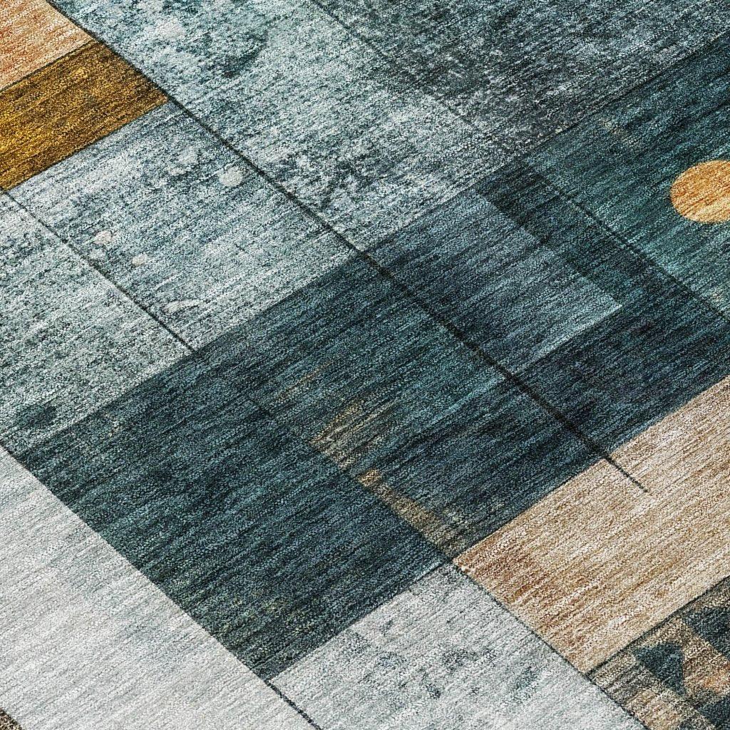 LOOMLAN Rugs Iris Teal Washable Indoor-Outdoor Rug
