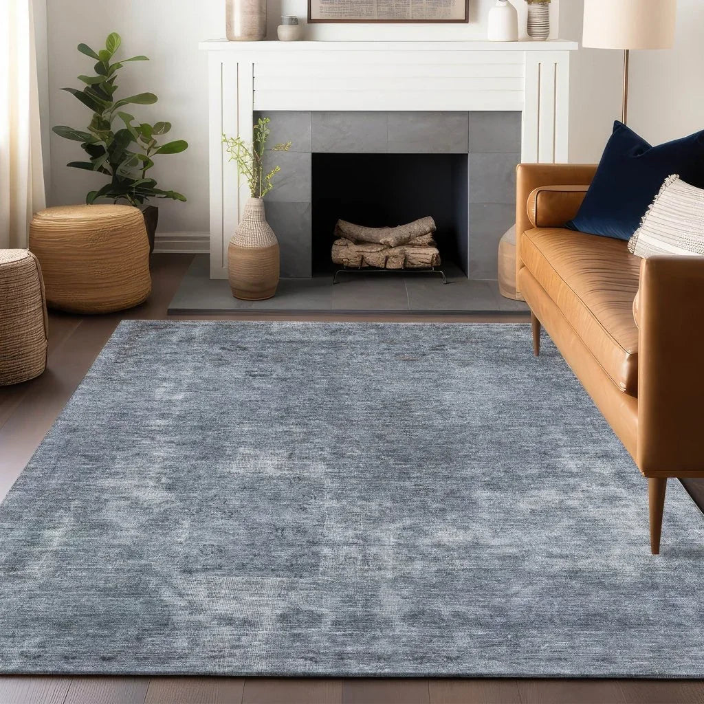 LOOMLAN Rugs Isadorae Blue Washable Indoor-Outdoor Rug