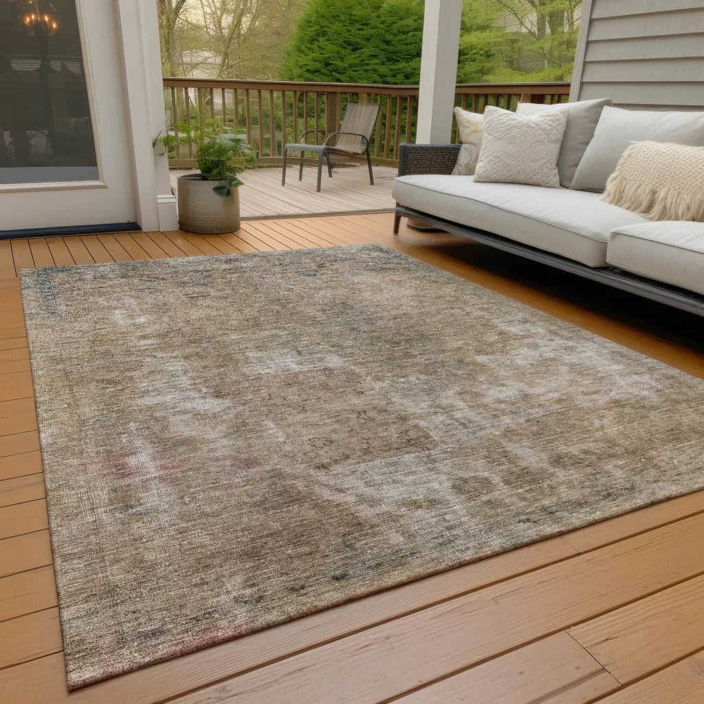 LOOMLAN Rugs Isadorae Brown Washable Indoor-Outdoor Rug
