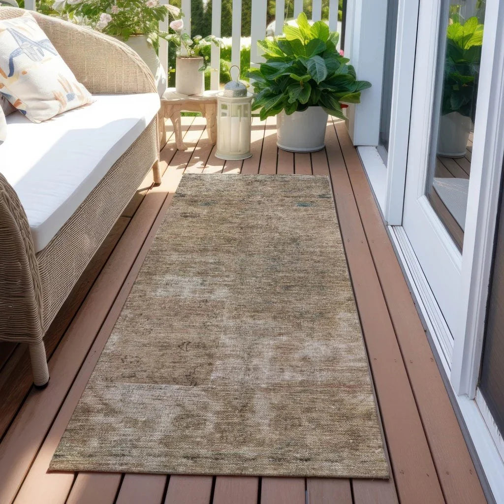 LOOMLAN Rugs Isadorae Brown Washable Indoor-Outdoor Rug