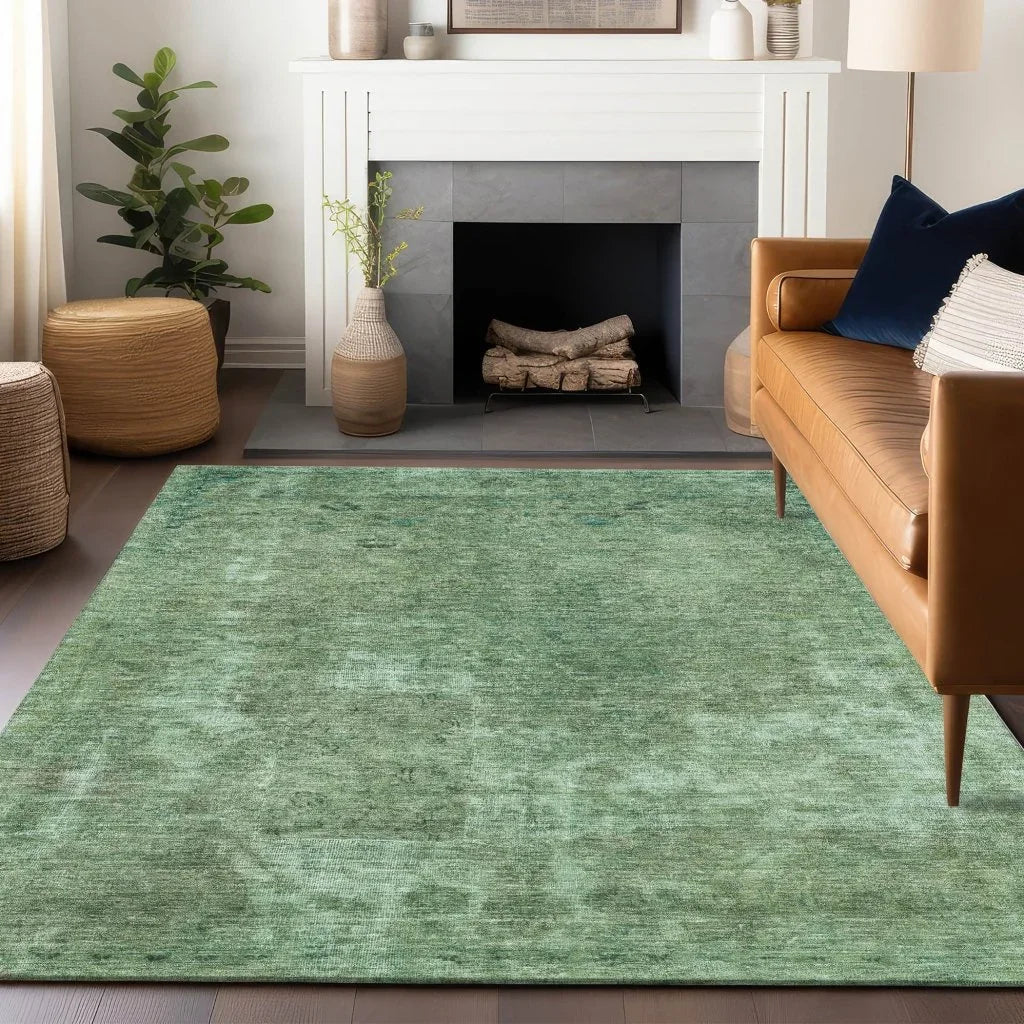 LOOMLAN Rugs Isadorae Green Washable Indoor-Outdoor Rug