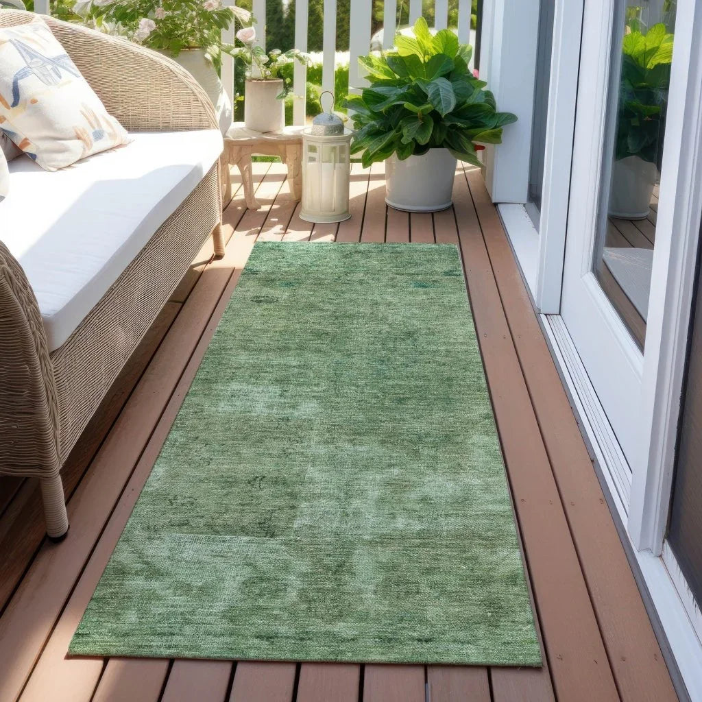 LOOMLAN Rugs Isadorae Green Washable Indoor-Outdoor Rug