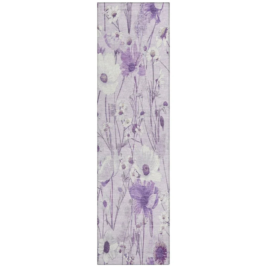 LOOMLAN Rugs Jameera Purple Washable Indoor-Outdoor Rug