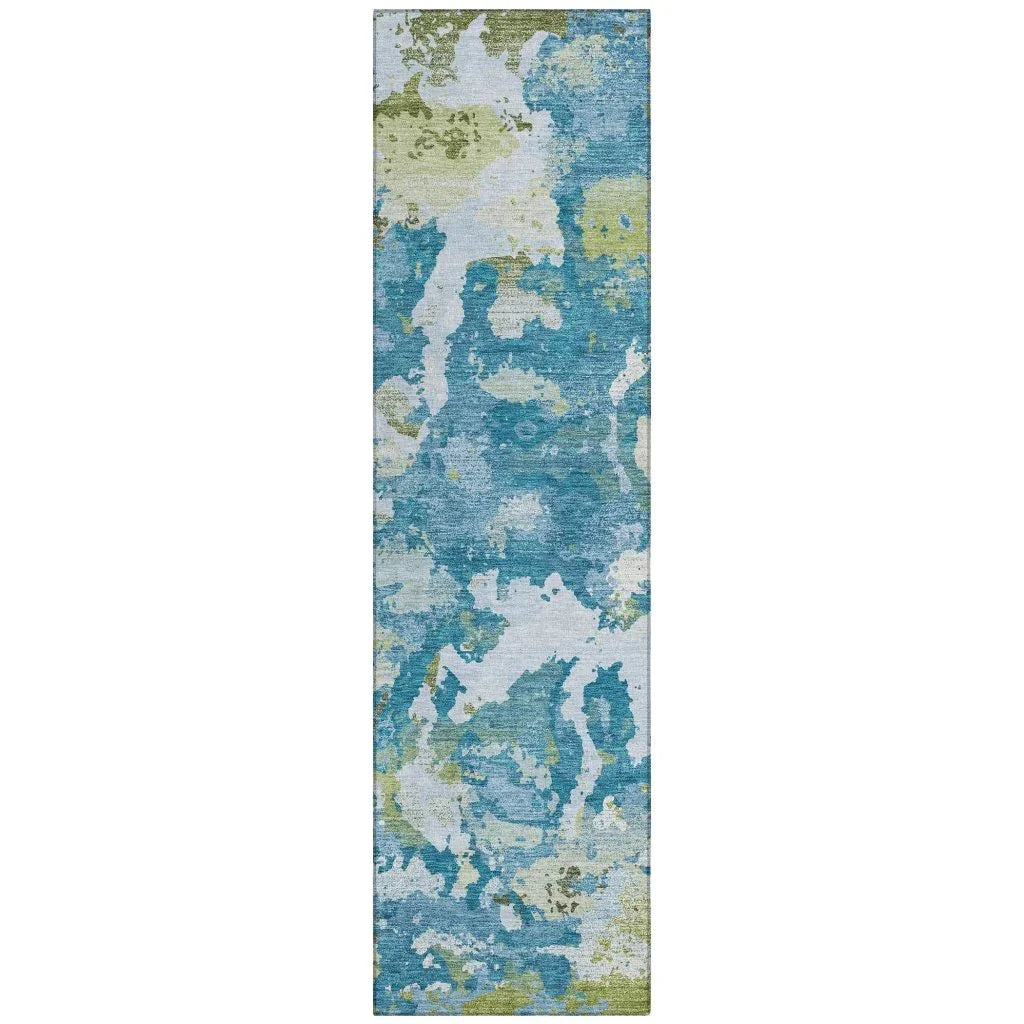 LOOMLAN Rugs Jetra Blue Washable Indoor-Outdoor Rug