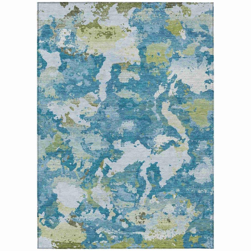 LOOMLAN Rugs Jetra Blue Washable Indoor-Outdoor Rug