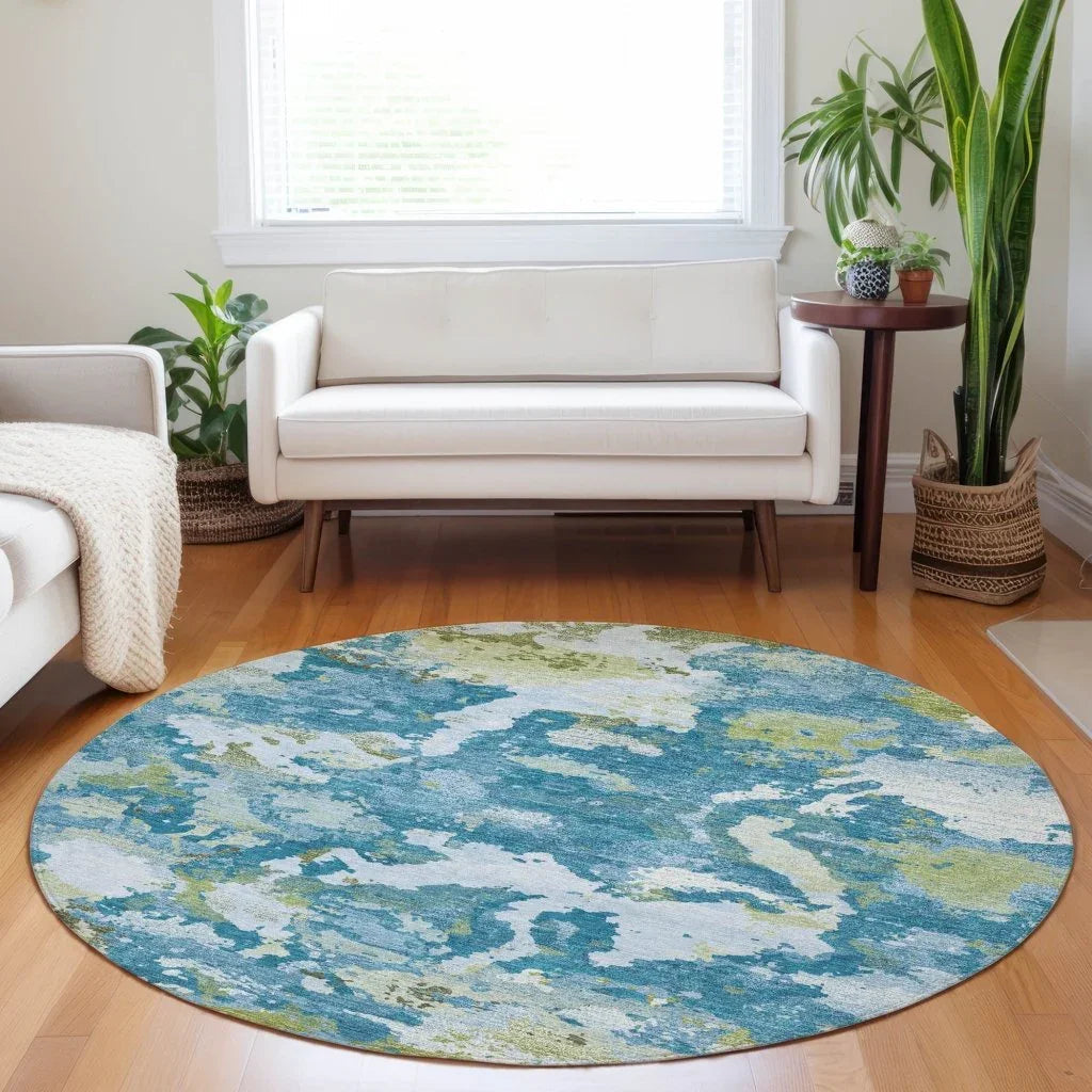 LOOMLAN Rugs Jetra Blue Washable Indoor-Outdoor Rug