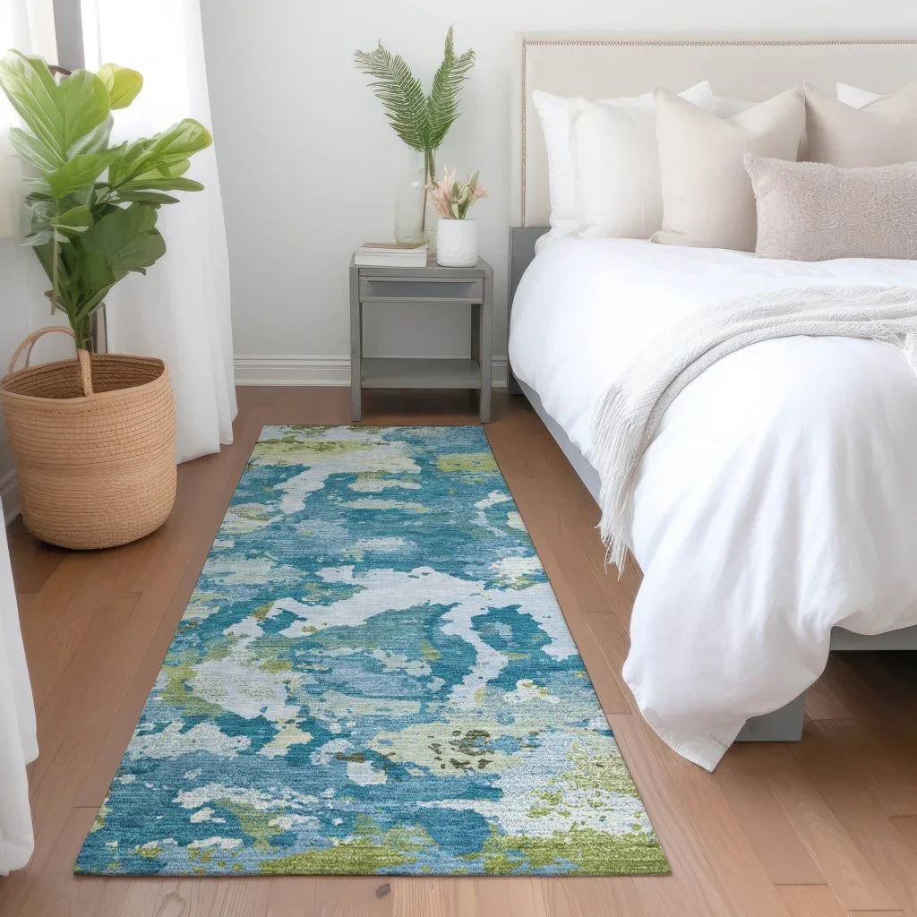 LOOMLAN Rugs Jetra Blue Washable Indoor-Outdoor Rug