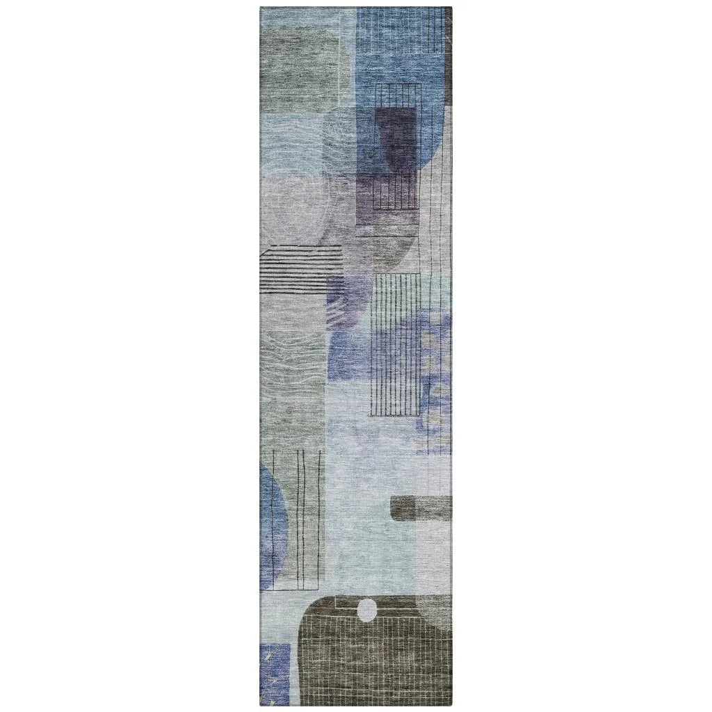 LOOMLAN Rugs Jude Blue Washable Indoor-Outdoor Rug