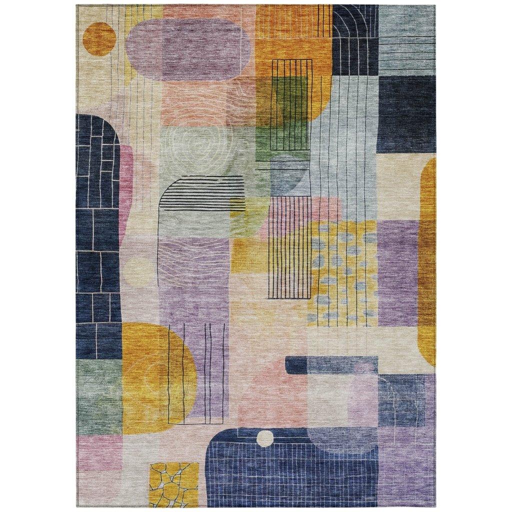 LOOMLAN Rugs Jude Purple Washable Indoor-Outdoor Rug