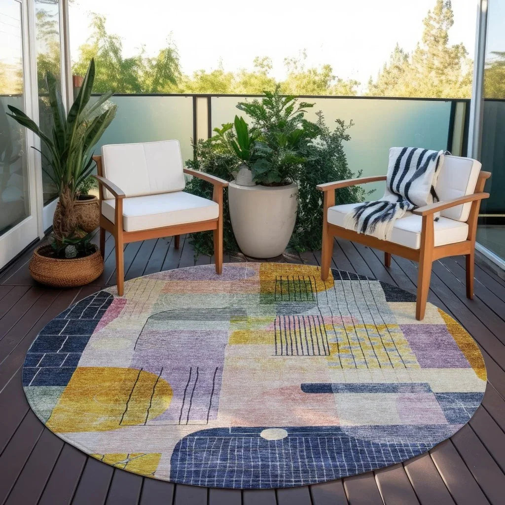 LOOMLAN Rugs Jude Purple Washable Indoor-Outdoor Rug