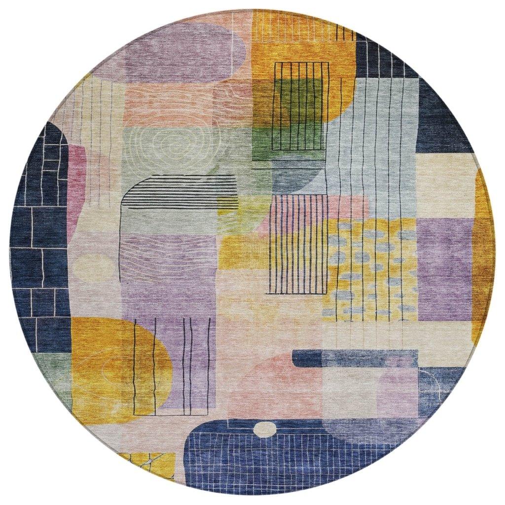 LOOMLAN Rugs Jude Purple Washable Indoor-Outdoor Rug