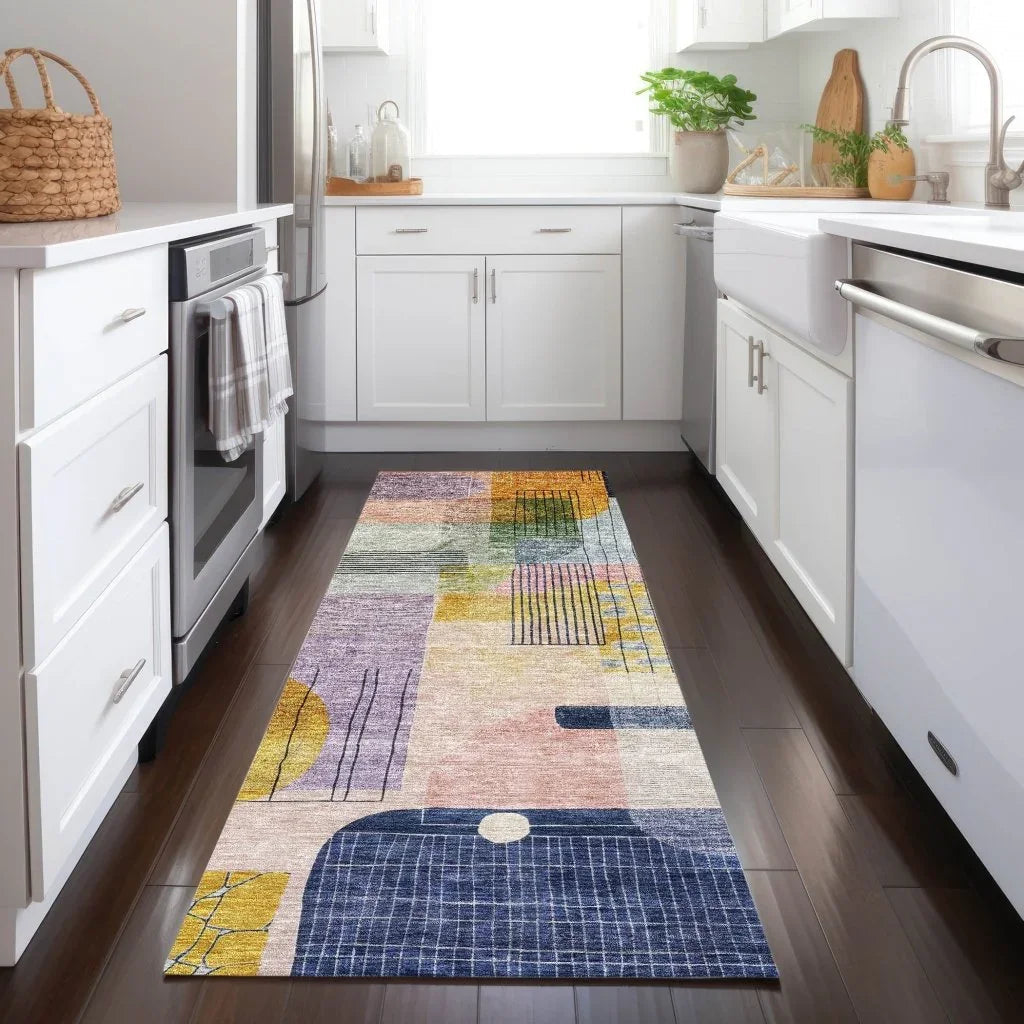 LOOMLAN Rugs Jude Purple Washable Indoor-Outdoor Rug